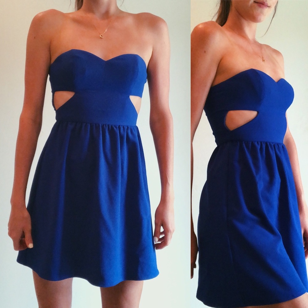 Nordstrom Royal Blue Strapless Cutout Dress